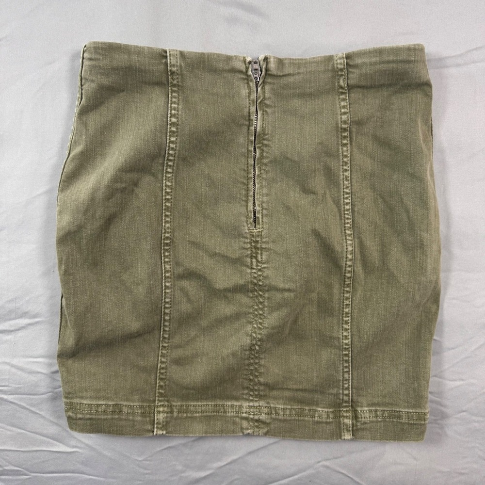 Free People Modern Femme Denim Mini Skirt Womens 2 Olive Green‎